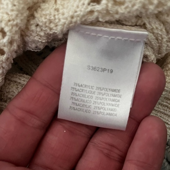 Molly Bracken Open Knit Cream Sweater with Ruffle Sleeves - Size Large - Picture 6 of 11